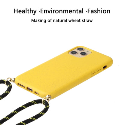 For iPhone 15 Pro Max Wheat Straw Material + TPU Phone Case with Lanyard(Yellow) - iPhone 15 Pro Max Cases by buy2fix | Online Shopping UK | buy2fix