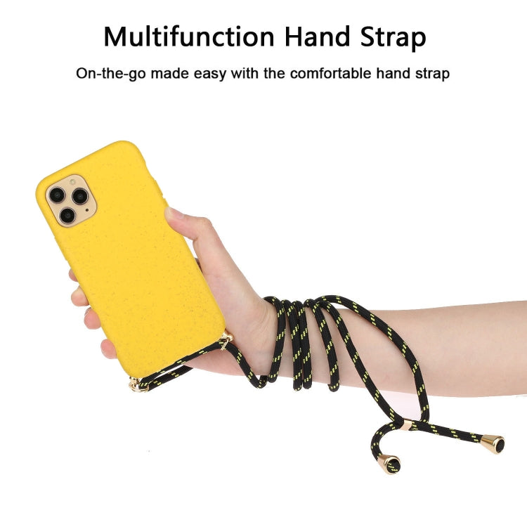 For iPhone 15 Pro Max Wheat Straw Material + TPU Phone Case with Lanyard(Yellow) - iPhone 15 Pro Max Cases by buy2fix | Online Shopping UK | buy2fix