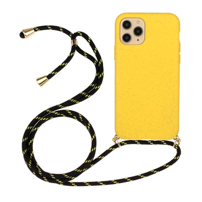 For iPhone 15 Pro Wheat Straw Material + TPU Phone Case with Lanyard(Yellow) - iPhone 15 Pro Cases by buy2fix | Online Shopping UK | buy2fix