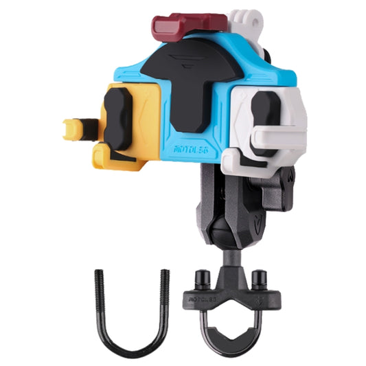 MOTOSLG Crab Motorcycle Phone Clamp Bracket U-Type Headbar Mount(Yellow Blue White) - Holder by MOTOLSG | Online Shopping UK | buy2fix