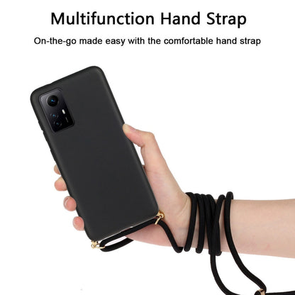 For Xiaomi Redmi Note 12S Wheat Straw Material + TPU Phone Case with Lanyard(Black) - Xiaomi Cases by buy2fix | Online Shopping UK | buy2fix