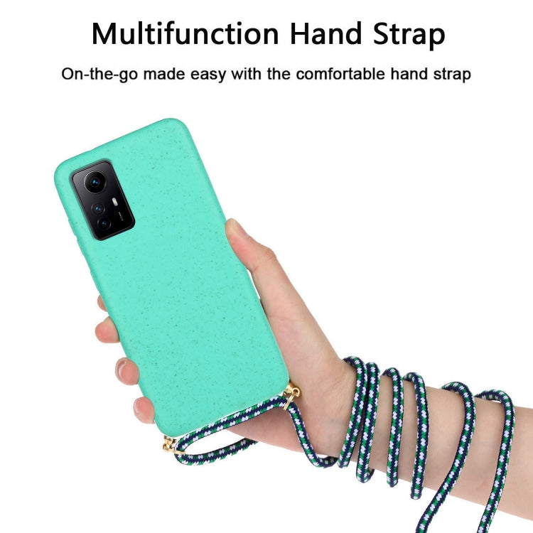 For Xiaomi Redmi Note 12S Wheat Straw Material + TPU Phone Case with Lanyard(Green) - Xiaomi Cases by buy2fix | Online Shopping UK | buy2fix