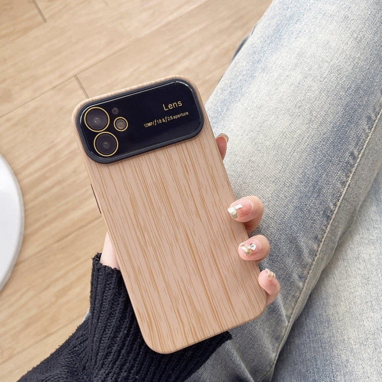 For iPhone 11 Wood Grain TPU Phone Case with Lens Film(Khaki) - iPhone 11 Cases by buy2fix | Online Shopping UK | buy2fix