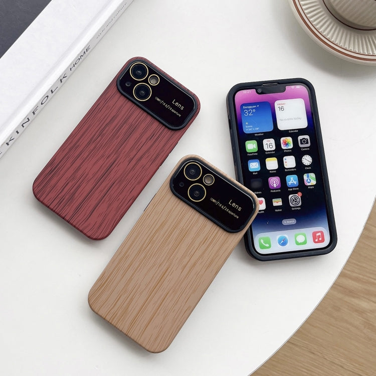 For iPhone 11 Pro Max Wood Grain TPU Phone Case with Lens Film(Beige) - iPhone 11 Pro Max Cases by buy2fix | Online Shopping UK | buy2fix