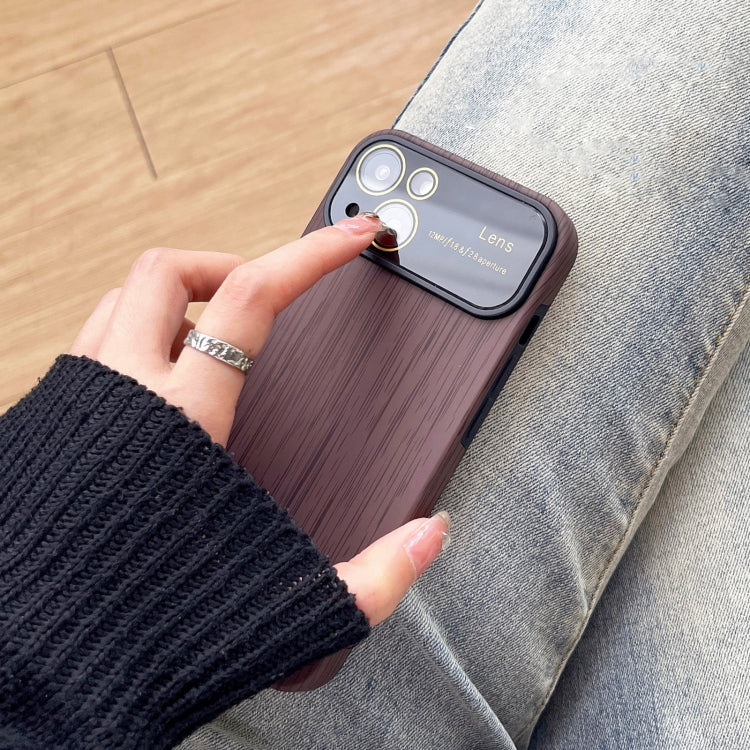 For iPhone 12 Pro Max Wood Grain TPU Phone Case with Lens Film(Grey) - iPhone 12 Pro Max Cases by buy2fix | Online Shopping UK | buy2fix