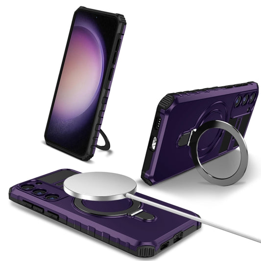 For Samsung Galaxy S23+ 5G MagSafe Magnetic Holder Phone Case(Purple) - Galaxy S23+ 5G Cases by buy2fix | Online Shopping UK | buy2fix