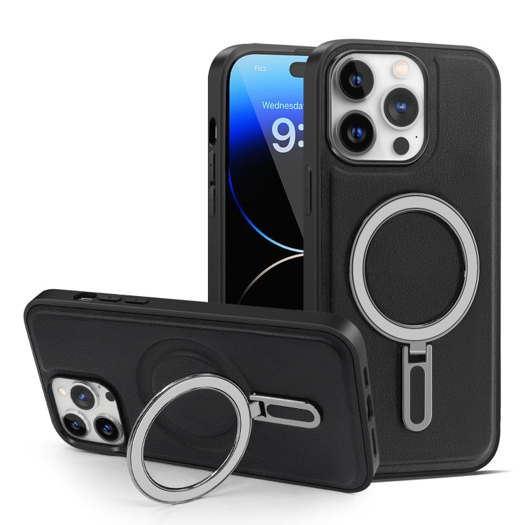 For iPhone 14 Pro MagSafe Magnetic Holder Phone Case(Black) - iPhone 14 Pro Cases by buy2fix | Online Shopping UK | buy2fix