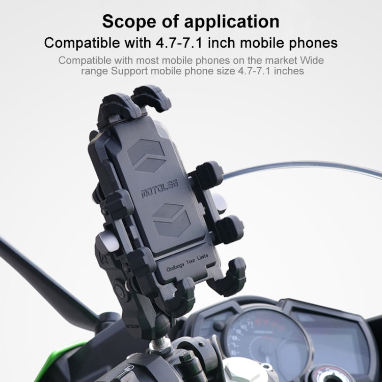 MOTOSLG Crab Motorcycle Phone Clamp Bracket M10 Ballhead Mount(Black) - Holder by MOTOLSG | Online Shopping UK | buy2fix