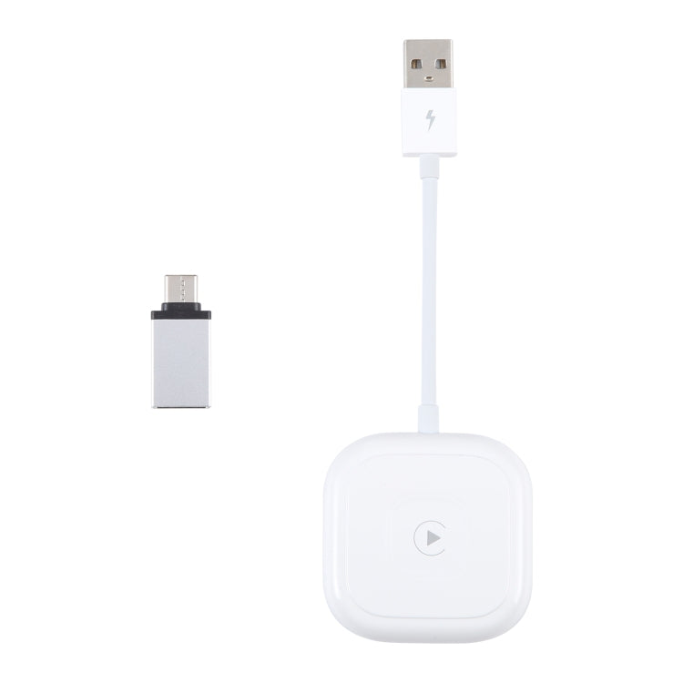 USB + USB-C / Type-C Wired to Wireless Carplay Adapter for iPhone(White) - Bluetooth Adapters by buy2fix | Online Shopping UK | buy2fix