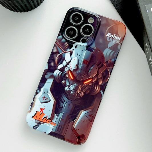 For iPhone 12 Pro Max Painted Pattern Precise Hole PC Phone Case(Orange Robot) - iPhone 12 Pro Max Cases by buy2fix | Online Shopping UK | buy2fix