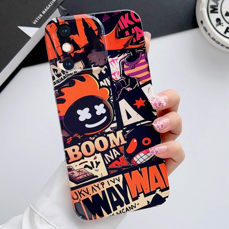 For iPhone XS Max Painted Pattern Precise Hole PC Phone Case(Orange Comics) - More iPhone Cases by buy2fix | Online Shopping UK | buy2fix