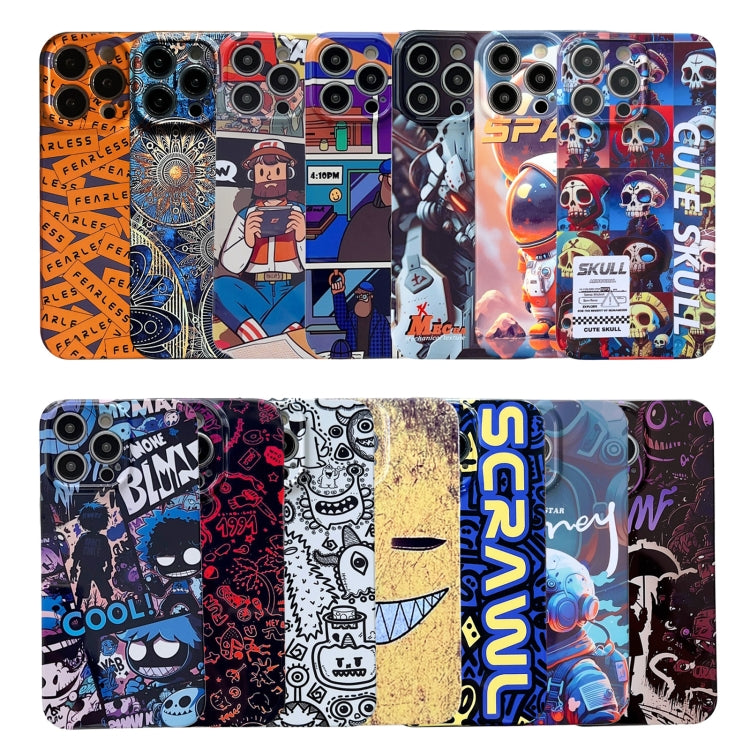 For iPhone 14 Painted Pattern Precise Hole PC Phone Case(Orange Comics) - iPhone 14 Cases by buy2fix | Online Shopping UK | buy2fix