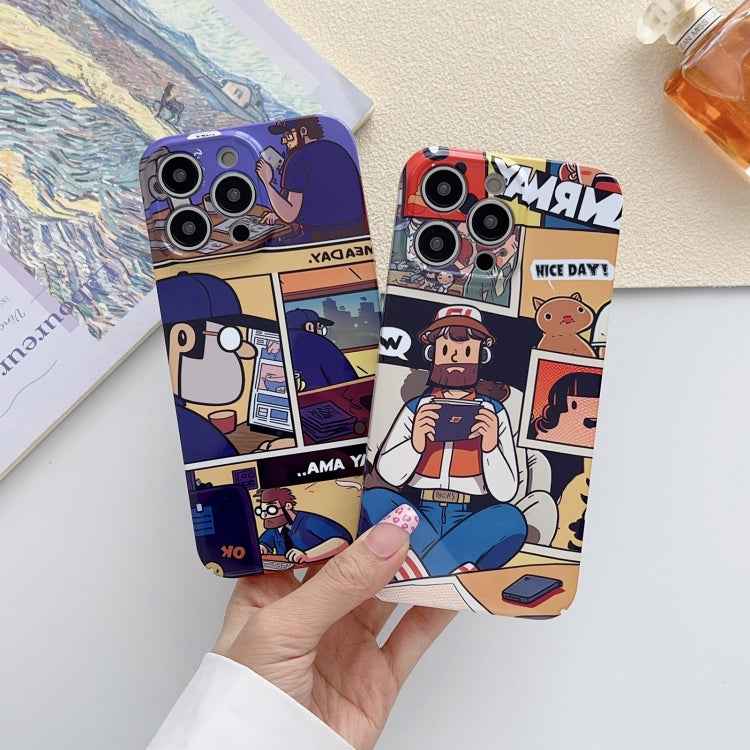 For iPhone XS Max Painted Pattern Precise Hole PC Phone Case(Orange Robot) - More iPhone Cases by buy2fix | Online Shopping UK | buy2fix