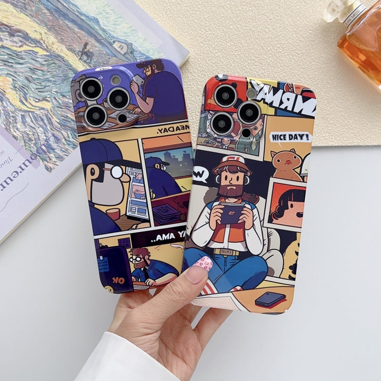 For iPhone 12 Pro Max Painted Pattern Precise Hole PC Phone Case(Orange Comics) - iPhone 12 Pro Max Cases by buy2fix | Online Shopping UK | buy2fix