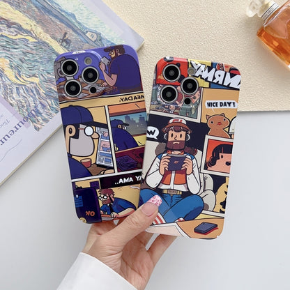 For iPhone XS Max Painted Pattern Precise Hole PC Phone Case(Comics Umbrella Boy) - More iPhone Cases by buy2fix | Online Shopping UK | buy2fix