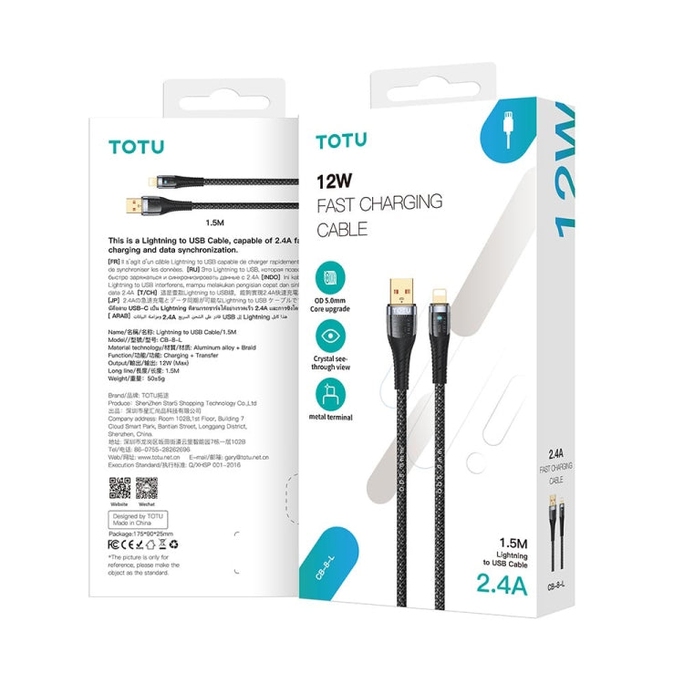 TOTU CB-8-3 100W 3 in 1 USB to 8 Pin+Type-C+Micro USB Transparent Braided Data Cable, Length: 1.5m - Multifunctional Cable by TOTUDESIGN | Online Shopping UK | buy2fix