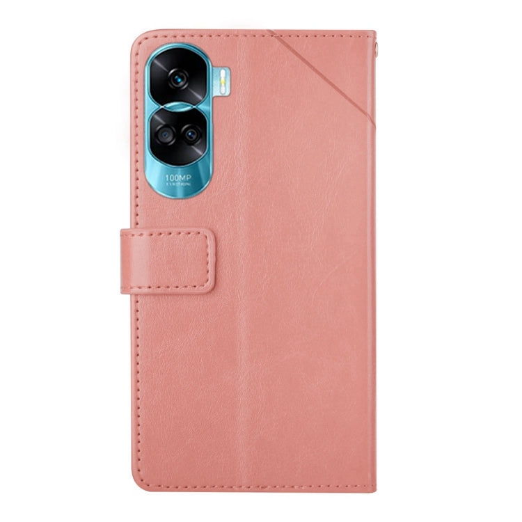 For Honor 90 Lite Y-shaped Pattern Flip Leather Phone Case(Pink) - Honor Cases by buy2fix | Online Shopping UK | buy2fix