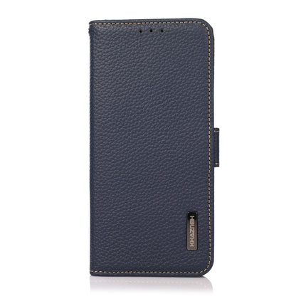 For Nokia G42 KHAZNEH Side-Magnetic Litchi Genuine Leather RFID Phone Case(Blue) - Nokia Cases by buy2fix | Online Shopping UK | buy2fix