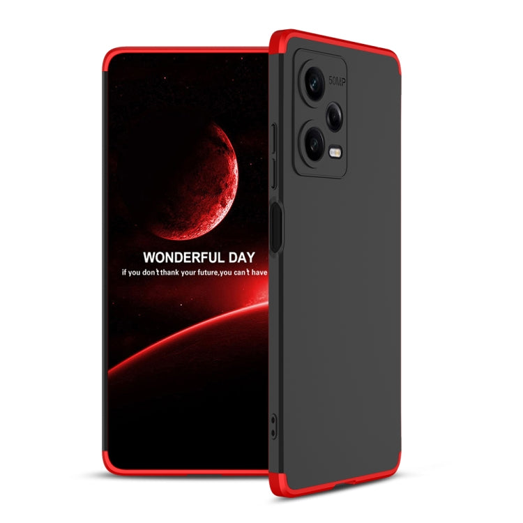 For Xiaomi Redmi Note 12 Pro 5G Global GKK Three Stage Splicing Full Coverage PC Phone Case(Black Red) - Note 12 Pro Cases by GKK | Online Shopping UK | buy2fix