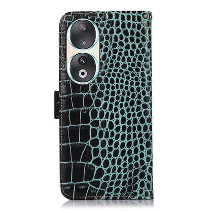 For Honor 90 Crocodile Top Layer Cowhide Leather Phone Case(Green) - Honor Cases by buy2fix | Online Shopping UK | buy2fix