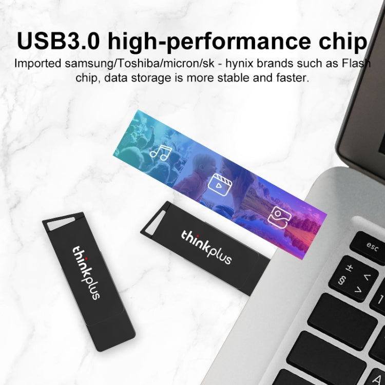 Lenovo Thinkplus USB 3.0 Rotating Flash Drive, Memory:128GB(Black) - USB Flash Drives by Lenovo | Online Shopping UK | buy2fix