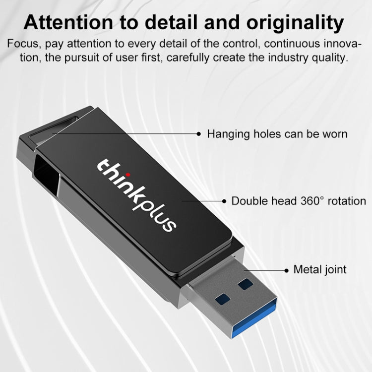 Lenovo Thinkplus USB 3.0 Rotating Flash Drive, Memory:128GB(Black) - USB Flash Drives by Lenovo | Online Shopping UK | buy2fix