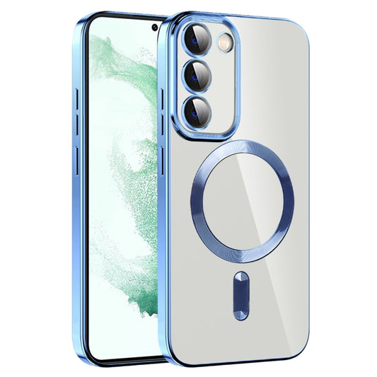 For Samsung Galaxy S22+ 5G CD Texture Plating TPU MagSafe Phone Case with Lens Film(Sierra Blue) - Galaxy S22+ 5G Cases by buy2fix | Online Shopping UK | buy2fix