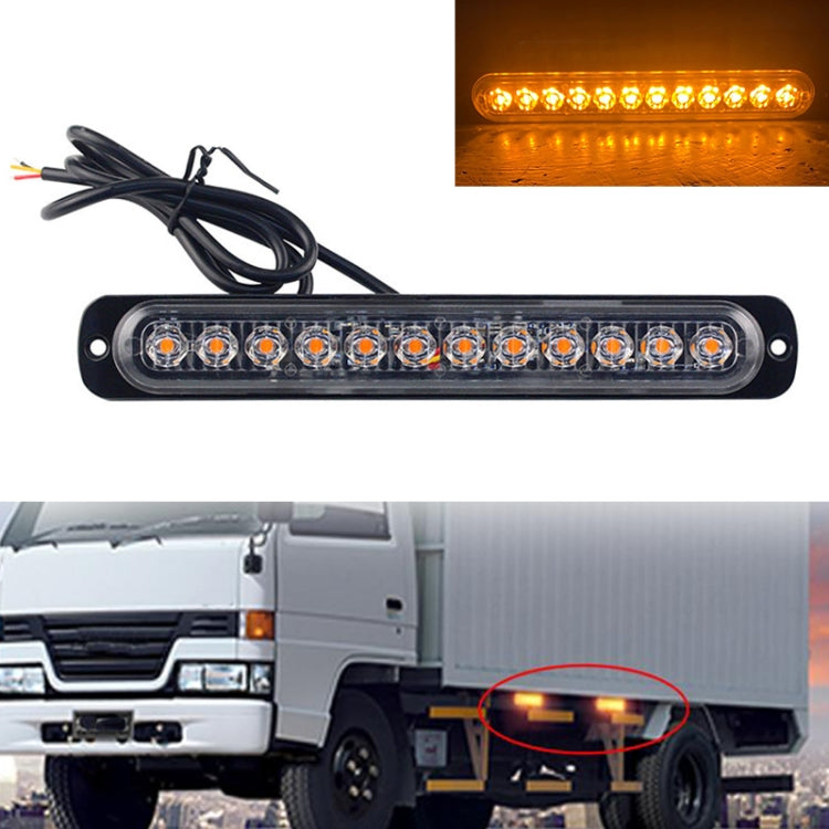 DC12V-24V / 36W Car Truck Emergency Strobe Flash Warning Light 12LEDs Long Ultra-thin Side Lights(Yellow) - In Car by buy2fix | Online Shopping UK | buy2fix