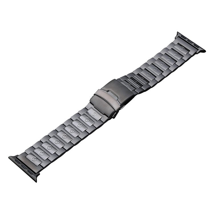 For Apple Watch Series 7 41mm Safety Buckle Titanium Steel Watch Band(Grey) - Watch Bands by buy2fix | Online Shopping UK | buy2fix