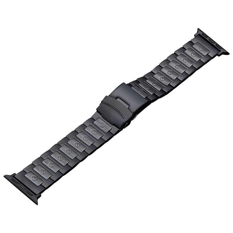 For Apple Watch Series 7 45mm Safety Buckle Titanium Steel Watch Band(Black) - Watch Bands by buy2fix | Online Shopping UK | buy2fix