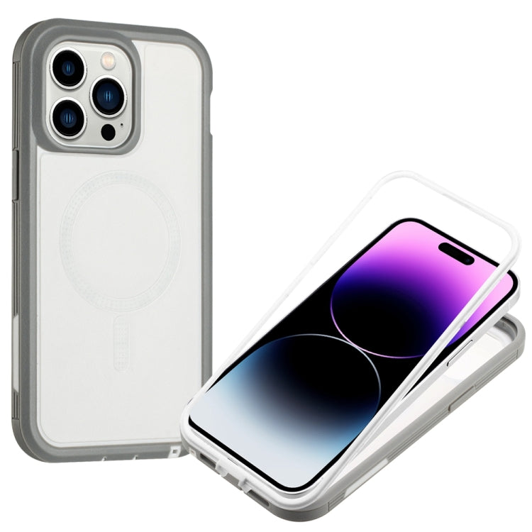 For iPhone 15 Pro Defender Series XT MagSafe Magnetic PC + TPU Shockproof Phone Case(White+Grey) - iPhone 15 Pro Cases by buy2fix | Online Shopping UK | buy2fix