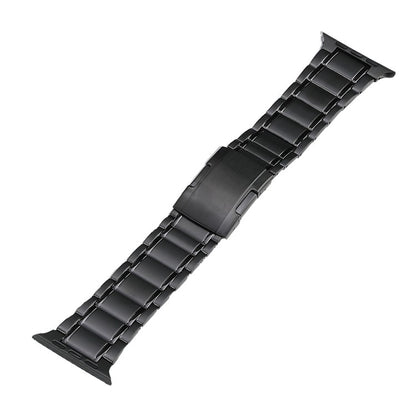 For Apple Watch Series 9 45mm Five Beads Turtle Buckle Titanium Steel Watch Band(Black) - Watch Bands by buy2fix | Online Shopping UK | buy2fix