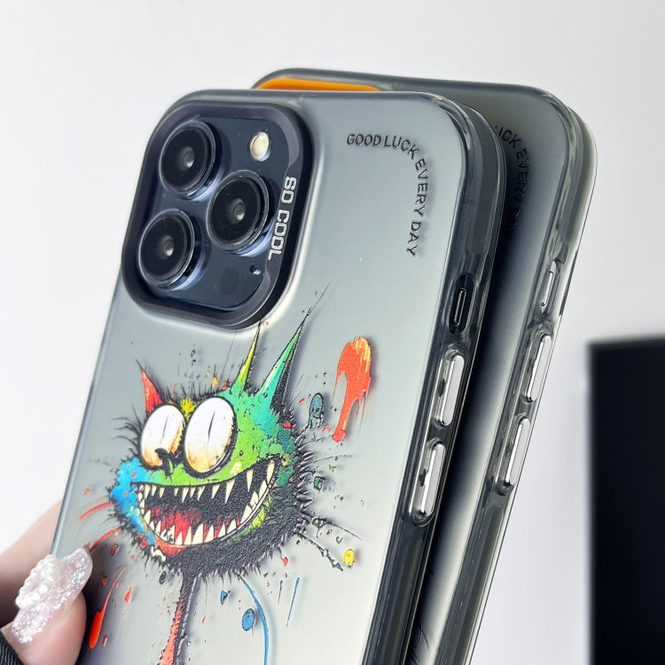 For iPhone 15 Pro Max Double Layer Color Silver Series Animal Oil Painting Phone Case(Robot) - iPhone 15 Pro Max Cases by buy2fix | Online Shopping UK | buy2fix