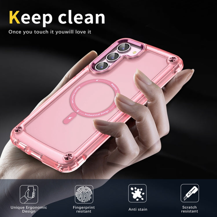 For Samsung Galaxy S23+ 5G Skin Feel TPU + PC MagSafe Magnetic Phone Case(Transparent Pink) - Galaxy S23+ 5G Cases by buy2fix | Online Shopping UK | buy2fix