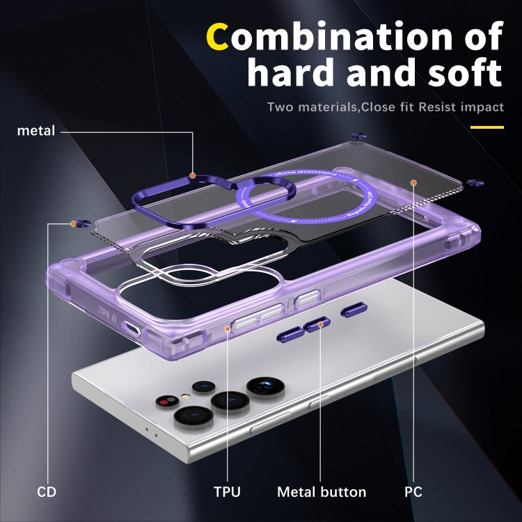 For Samsung Galaxy S24 Ultra 5G Skin Feel TPU + PC MagSafe Magnetic Phone Case(Transparent Purple) - Galaxy S24 Ultra 5G Cases by buy2fix | Online Shopping UK | buy2fix