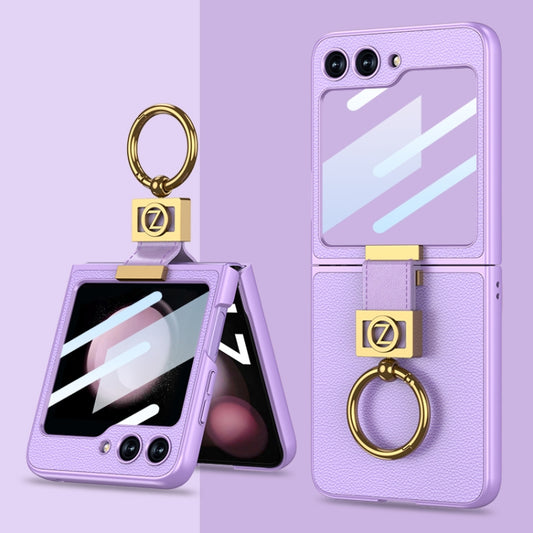 For Samsung Galaxy Z Flip5 GKK Ultra-thin Z Ring Holder Leather Phone Case(Purple) - Galaxy Z Flip5 Cases by GKK | Online Shopping UK | buy2fix