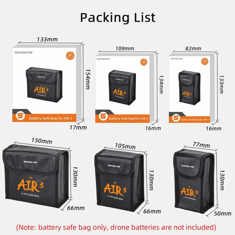 For DJI Air 3 Sunnylife Battery Explosion-proof Safe Bag Protective Li-Po Safe Bag For 2pcs Batteries - Backpacks & Bags by Sunnylife | Online Shopping UK | buy2fix