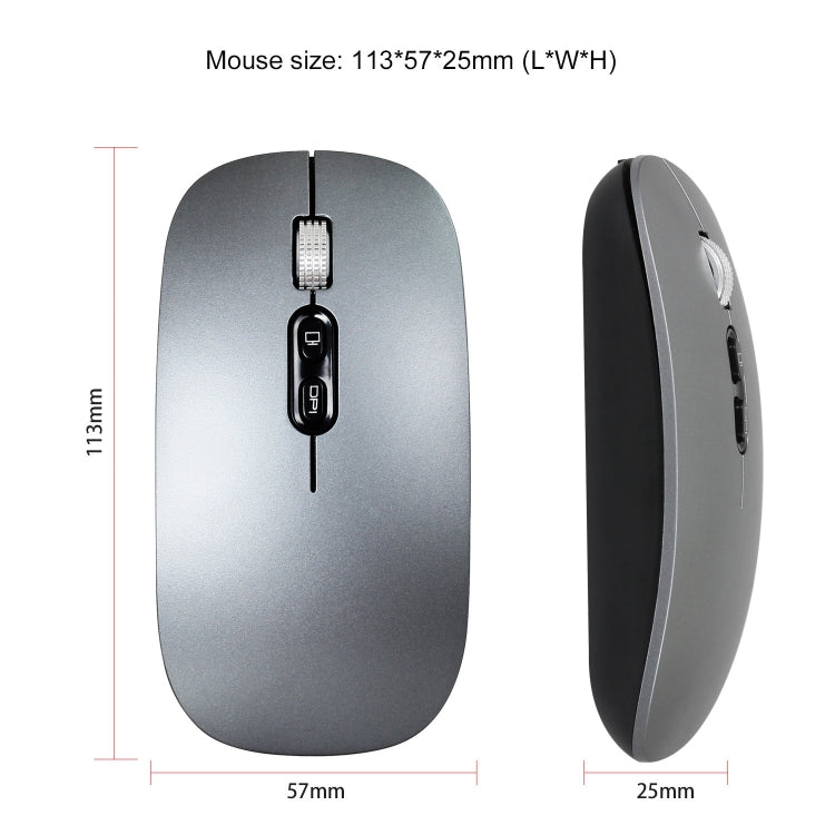 HXSJ M103 1600DPI Dual Mode 2.4GHz + Bluetooth 5.1 Wireless Rechargeable Mouse(Silver) - Wireless Mice by HXSJ | Online Shopping UK | buy2fix