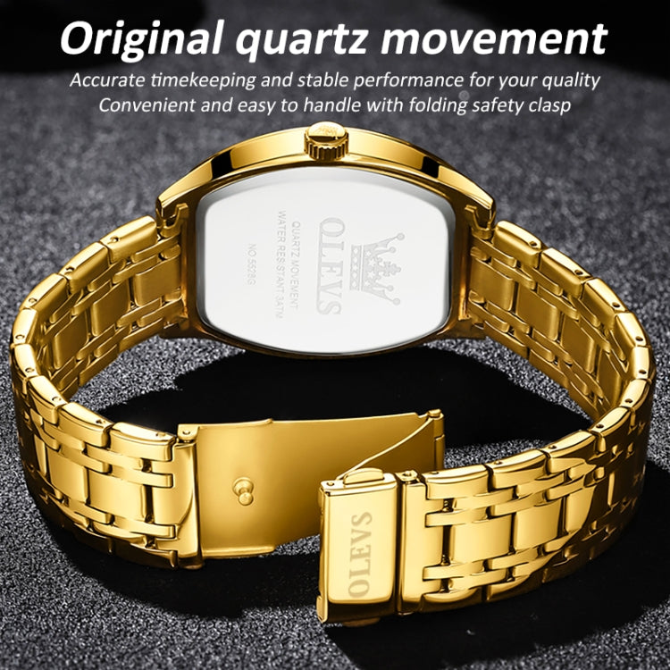 OLEVS 5528 Men Business Dual Calendar Wine Barrel Waterproof Quartz Watch(White + Gold) - Metal Strap Watches by OLEVS | Online Shopping UK | buy2fix