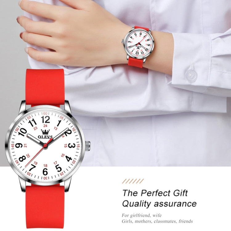 OLEVS 9953 Women Simple Silicone Strap Waterproof Quartz Watch(Red) - Silicone Strap Watches by OLEVS | Online Shopping UK | buy2fix