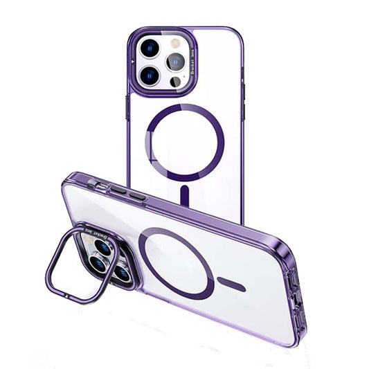 For iPhone 13 Pro Max MagSafe Magnetic Invisible Holder Transparent Phone Case(Purple) - iPhone 13 Pro Max Cases by buy2fix | Online Shopping UK | buy2fix