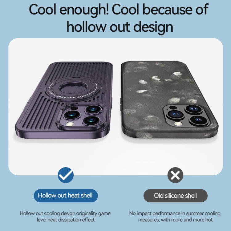 For iPhone 15 Pro Cooling MagSafe Magnetic Ring Holder Phone Case(Blue) - iPhone 15 Pro Max Cases by buy2fix | Online Shopping UK | buy2fix