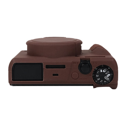 For Canon PowerShot G7 X Mark III / G7X3 Soft Silicone Protective Case with Lens Cover(Coffee) - Protective Case by buy2fix | Online Shopping UK | buy2fix