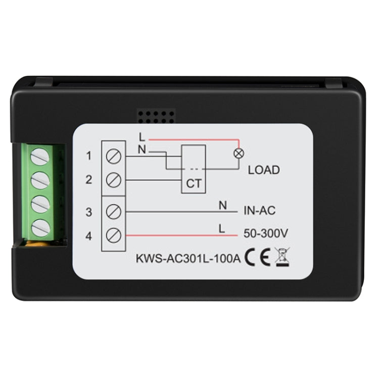 KWS-AC301L-100A 50-300V AC Digital Display Closed Current Voltmeter with 485 Communication(Black) - Current & Voltage Tester by buy2fix | Online Shopping UK | buy2fix