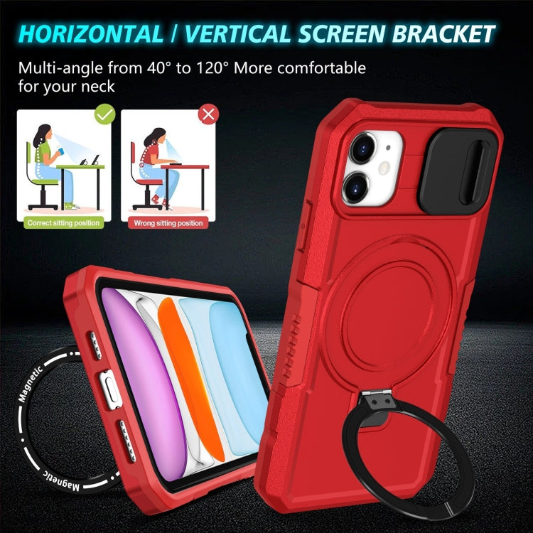 For iPhone 12 Sliding Camshield Magsafe Holder TPU Hybrid PC Phone Case(Red) - iPhone 12 / 12 Pro Cases by buy2fix | Online Shopping UK | buy2fix