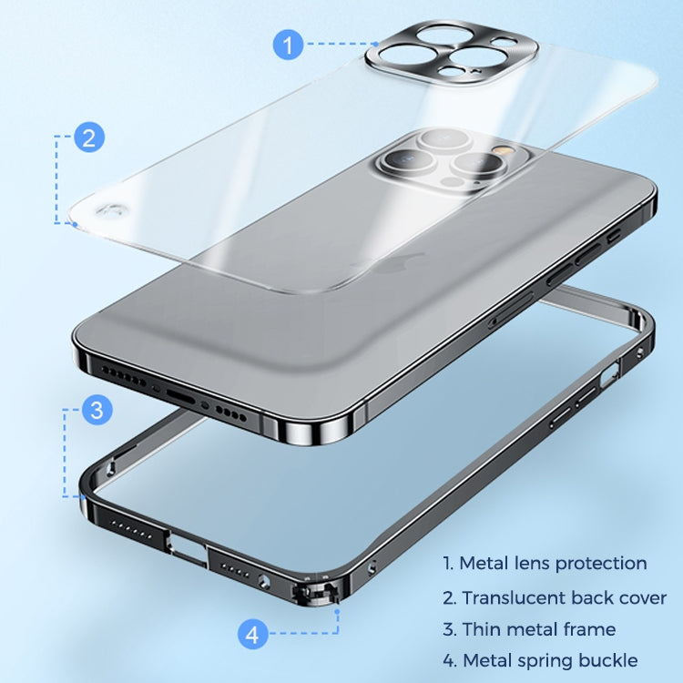 For iPhone 15 Pro Max Metal Frame Frosted PC Shockproof Phone Case(Silver) - iPhone 15 Pro Max Cases by buy2fix | Online Shopping UK | buy2fix