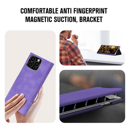 For iPhone 15 Pro Max Magnetic Napa Texture Leather Phone Case with Holder(Purple) - iPhone 15 Pro Max Cases by buy2fix | Online Shopping UK | buy2fix