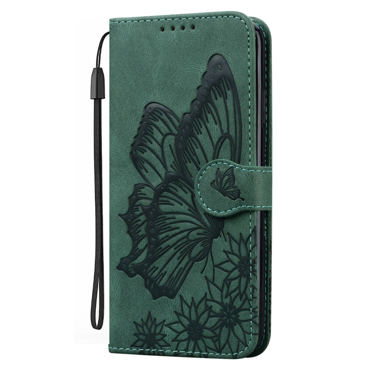 For iPhone 15 Pro Max Retro Skin Feel Butterflies Embossing Leather Phone Case(Green) - iPhone 15 Pro Max Cases by buy2fix | Online Shopping UK | buy2fix