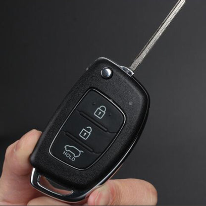 For Hyundai 3-button Folding Car Key Shell with Silver Metal Edge - In Car by buy2fix | Online Shopping UK | buy2fix