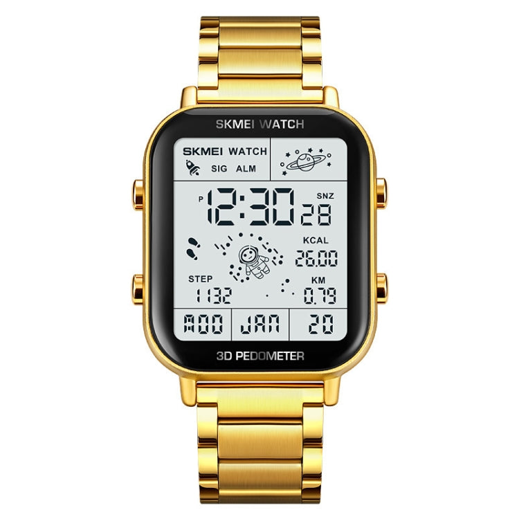 SKMEI 1888 Multifunctional Men 30M Waterproof Sports Stainless Steel Digital Wrist Watch(Gold) - Metal Strap Watches by SKMEI | Online Shopping UK | buy2fix